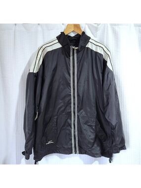 Kewl Men’s Large Black Windbreaker Jacket Mesh Lined Zip Vents Pockets Nylon